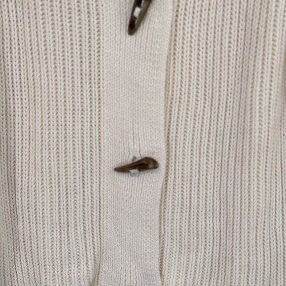 Talbots Womens size XL ivory Cardigan chunky Sweater Toggle Buttons Cotton cashm - Picture 6 of 10